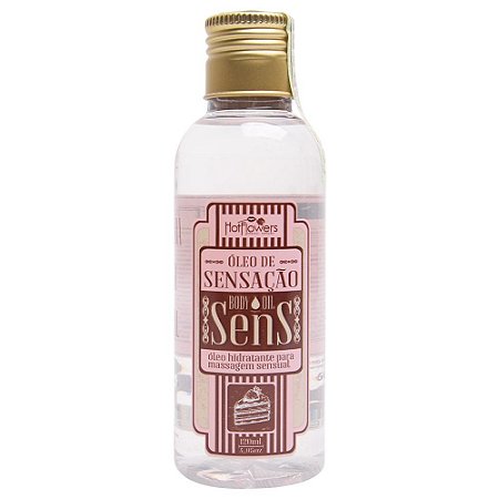 Óleo de Côco Para Massagem Chocolate com Morango Sensação Sens - Hot Flowers 120ml