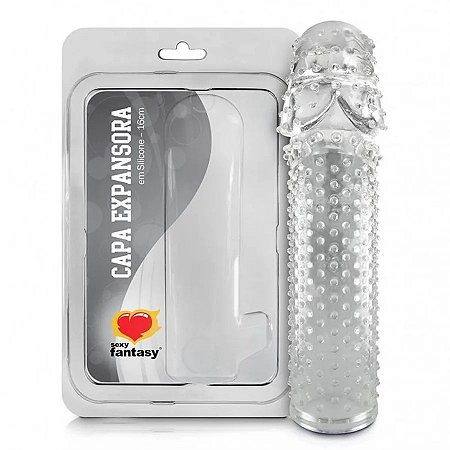 Capa Peniana Expansora Feita em Silicone com Texturas Massageadoras 16cm - Sexy Fantasy
