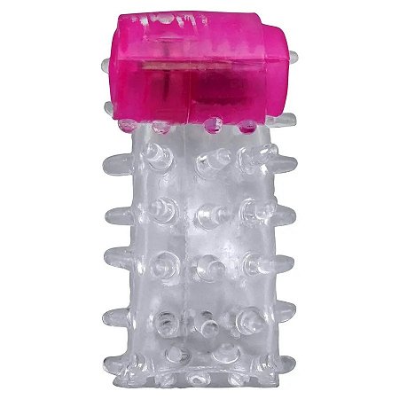 Meia Capa Peniana com Mini Cápsula Vibratória, Nódulos Massageadores e Estimulador de Clitóris - Sexy Import