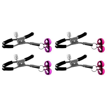 Grampos para os Seios com Presilhas Ajustáveis e Esferas em Metal - Disponível em 2 Cores