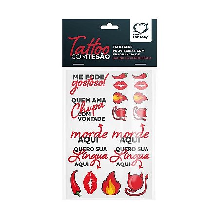 Cartela com Tatuagens Provisórias Sexys - Tattoo com Tesão | 15 x 10 cm - Sexy Fantasy