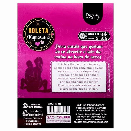 Jogo para Casais Roleta Kamasutra com 12 Posições - Diversão ao Cubo