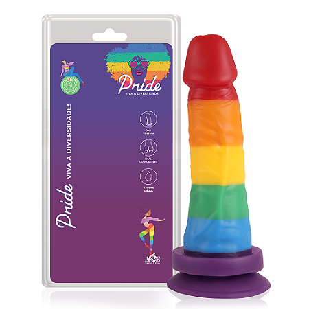 Prótese em Formato Realístico com Ventosa na Base, Viva a Diversidade | 16cm - Adão & Eva Pride Viva a Diversidade