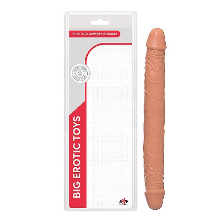 Prótese Peniana Ponta Dupla com Glande e Veias Salientes Cor Bege - 36,5 x 3,5 cm - Adão & Eva Big Erotic Toys