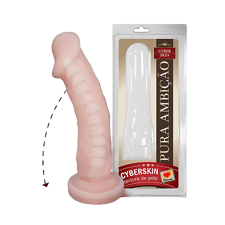 Prótese em Formato de Pênis em CyberSkin com Vértebra e Base Achatada - 17,5 x 3,7 cm - Sexy Fantasy Pura Ambição
