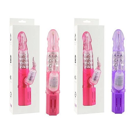 Vibrador Rotativo em Jelly Macio com Pérolas Internas Disponível em 2 Cores - 25,0 X 3,5 cm - Vipmix