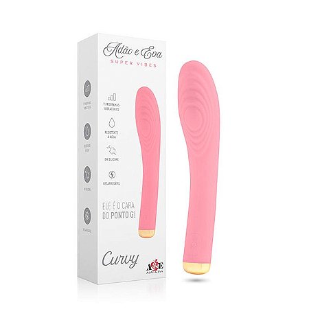 Vibrador Estimulador de Ponto G Recarregável com 7 Modos de Vibração e Resistente à Água -  12 x 3,4 cm - Adão & Eva Super Vibes Curvy