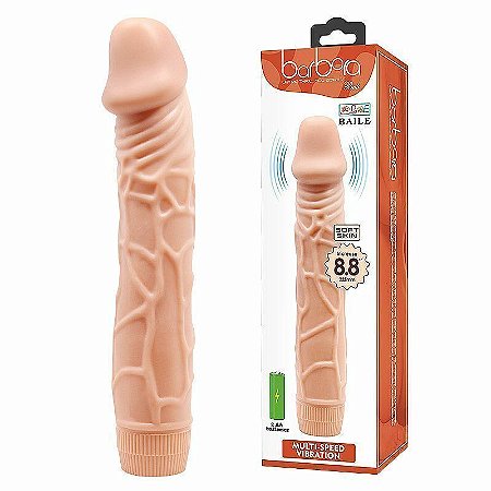 Bob Prótese Realística com Glande Vibração Multivelocidade Linha Barbara - 22,5X4cm - Baile