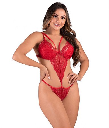 Body Lucia - Body Sexy em Renda – Vermelho
