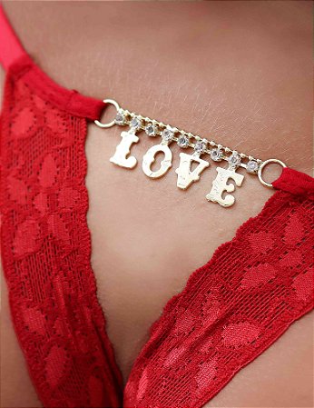 Calcinha Gislaine - Frases Com Strass - Vermelha