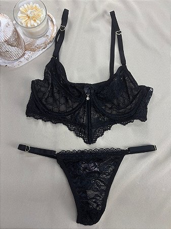 Conjunto Vanessa – Lingerie Sensual em Renda Preta
