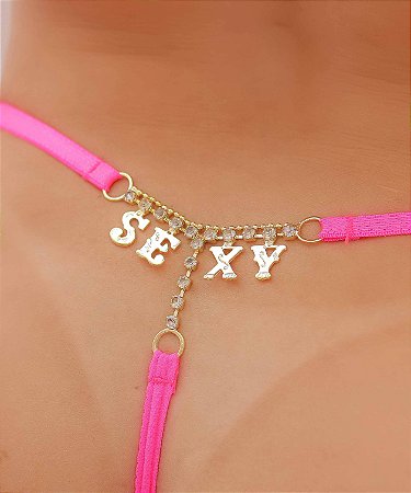 Calcinha Fetiche com Strass Personalizada – Pink