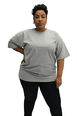 Camiseta Plus Size Cinza Mescla