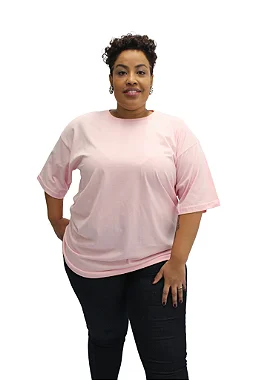 Camiseta Plus Size Rosa Bebê