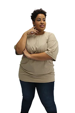 Camiseta Plus Size Cáqui