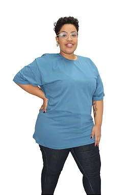 Camiseta Plus Size Azul Petróleo
