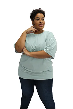 Camiseta Plus Size Azul Bebê
