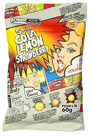 BALA AZEDA SUPER COLA LEMON STRAWBERRY NOBEL - 60G