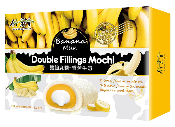 MOCHI COM RECHEIO DUPLO DE BANANA E LEITE BAMBOO HOUSE - 180G
