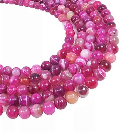 Fio De Pedra Natural Ágata Pink - 6mm