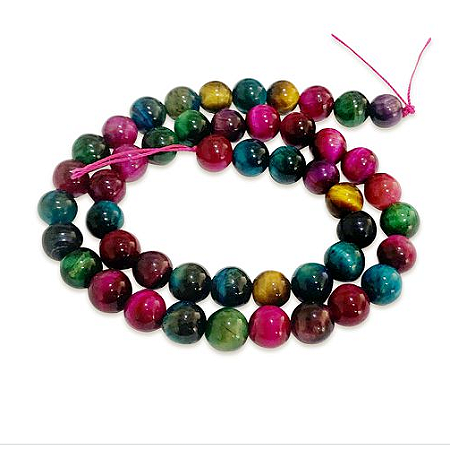 Fio De Pedra Natural Olho de Tigre Mult Color – 8mm