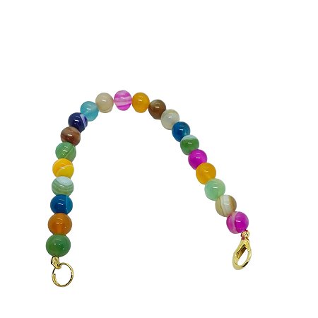 Acessório Alça para Biquíni Pedra Ágata Colorida - Esfera 12mm