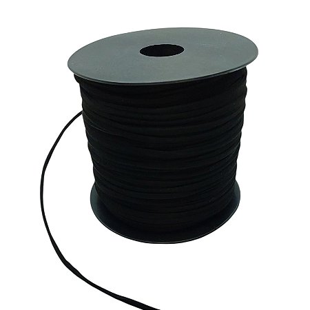 Fio De Camurça 2.7mm - Preto Rolo Com 90 Metros