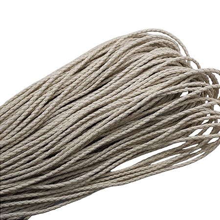 Fio de Couro Sintético Trançado - Cru 5mm - Rolo Com 100 metros