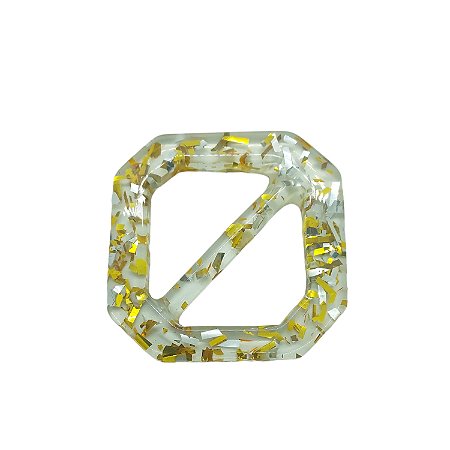 Fivela de Resina - Transparente com Brilho