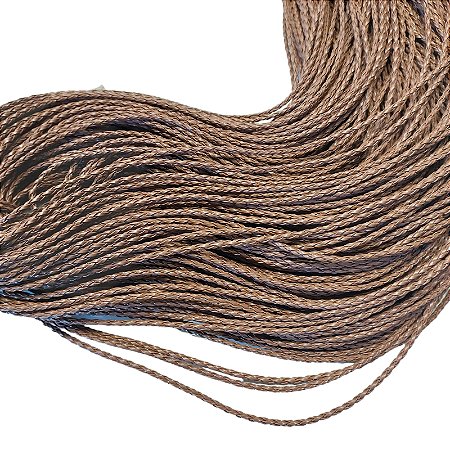 Fio de Couro Trançado Sintético - Marrom 3mm - Rolo com 100mts