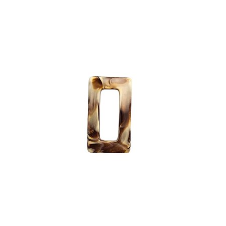 Argola de Resina Retangular - Cor Mescla 6,5 cm x 3,4cm