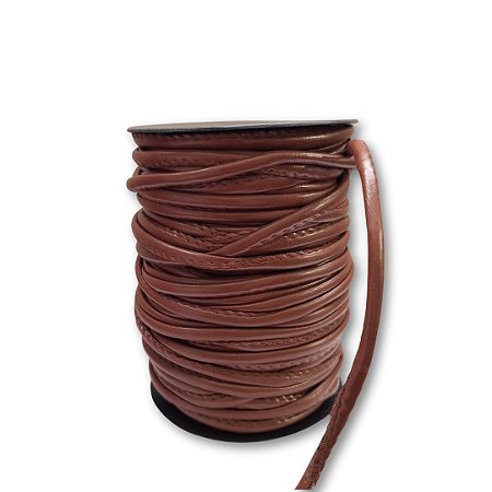 Cordão de Couro Sintético - Marrom 4mm