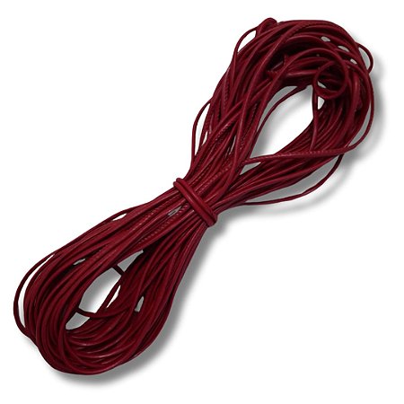 Fio de Couro Liso - Vermelho - 5mm - Com 26 metros