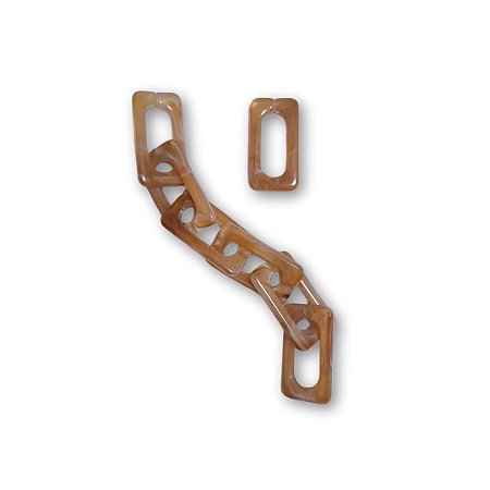 Elos de Acrílico Retângulo - Cor Caramelo - Pacote com 50g