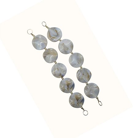 Alça em Acrílico Para Biquínis Vestidos Maios - Cor Creme com Mescla - Par