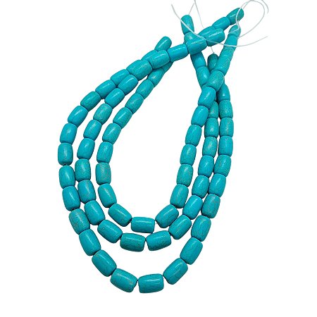 Fio de Pedra Howlita Turquesa - Cilindro