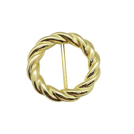 Fivela Redonda Torcida Dourada - 5,8cm
