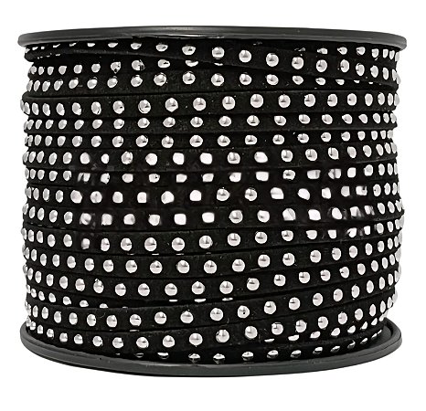 Camurça Preto 5mm Com Spike Níquel - 45 metros