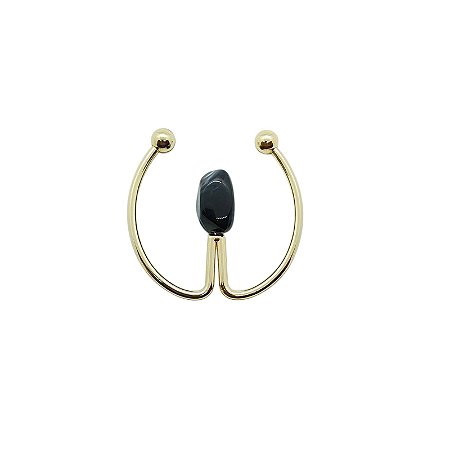 Entremeio Orgânico Serena  - metal e Pedra de Resina 5,4cm x 5,4cm dourado