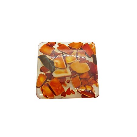 Fivela de Resina Quadrada Transparente com Cacos de Resina