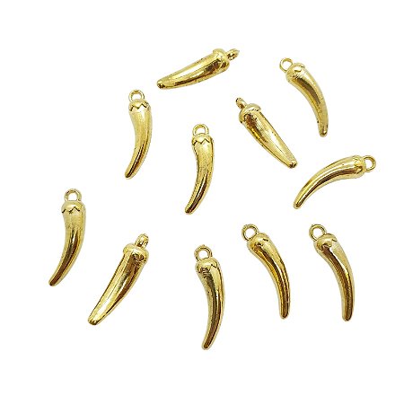 Pingente Pimenta de ABS - Dourado - 27mm