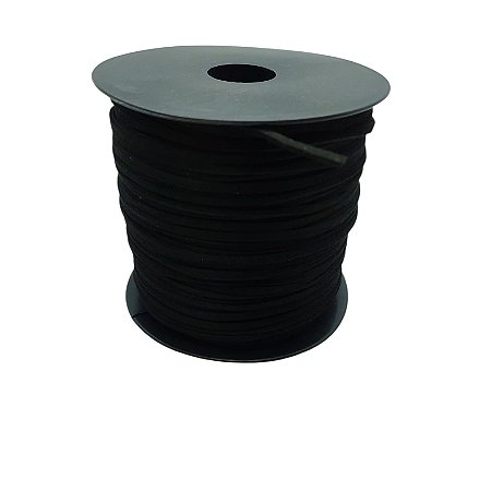 Fio De Camurça 3mm - Preto - Rolo Com 100 Metros
