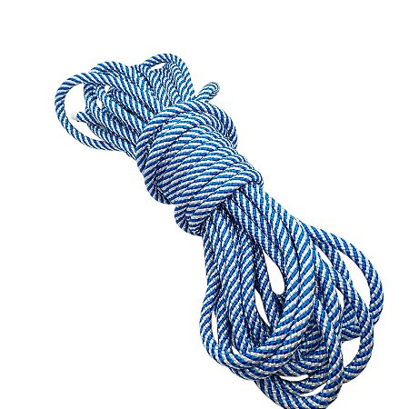Corda Náutica Listrada Branca e Azul - 8mm
