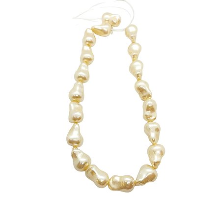 Fio de Pérola Shell gota - Cor Champanhe Natural - Tamanho aproximado 22mm
