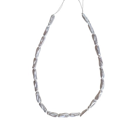 Fio de Pérola Barroca Shell Retangular Cor Branca - Tamanho aproximado 18mm