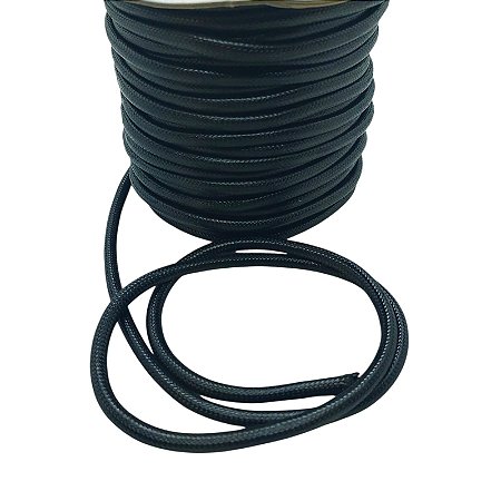 Cordão Coreano Encerado 5mm Cor Preto - 30 metros
