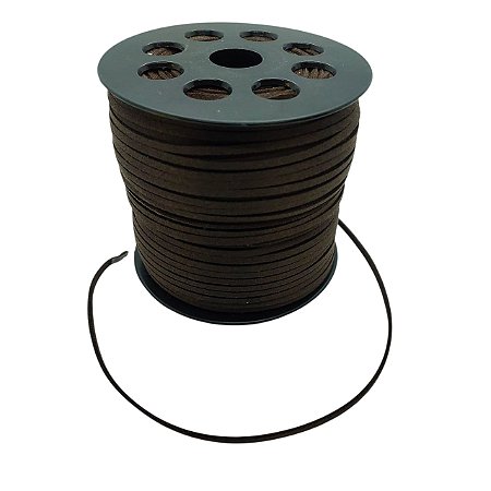 Fio de Camurça 2,7mm - Marrom Café - Rolo Com 90 Metros