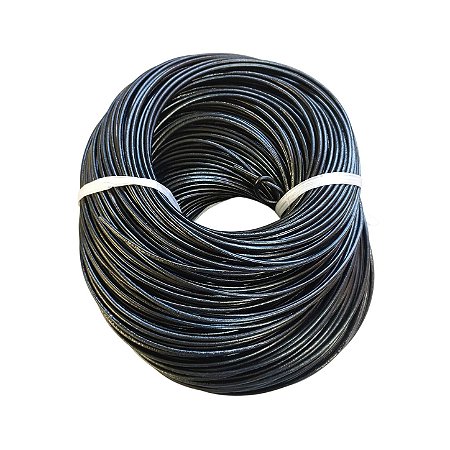 Couro Liso Natural Preto - 3mm Com 90 Metros