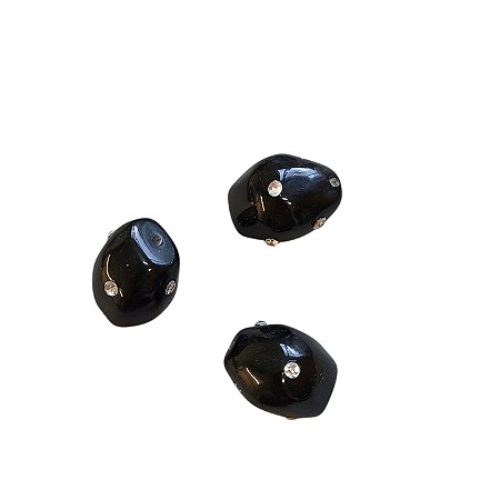 Entremeio De Resina Craquelado Com Strass - Preto