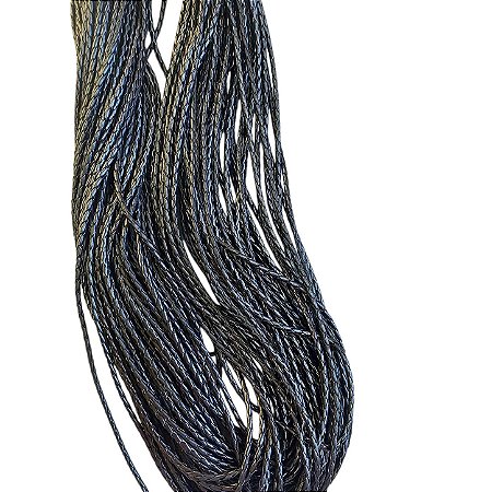 Fio De Couro Trançado - Preto - Sintético 5mm - Rolo C 50 Metros